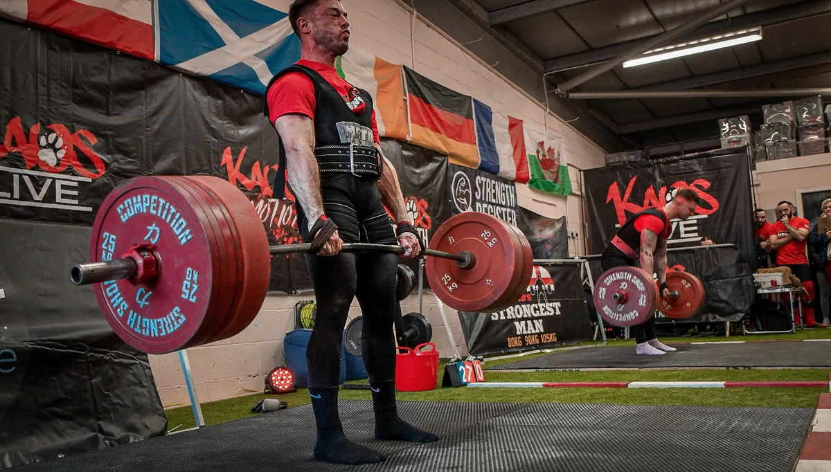 Chris Cass deadlifting at an Official Strongman competition